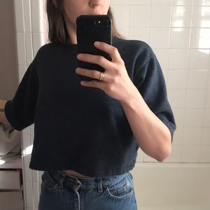 Dark blue gray sweatshirt crop top